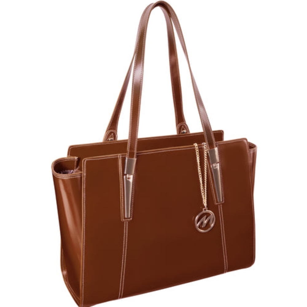 McKlein Aldora Business Tote Laptop Tablet Bag Travel Bag Brown Leather